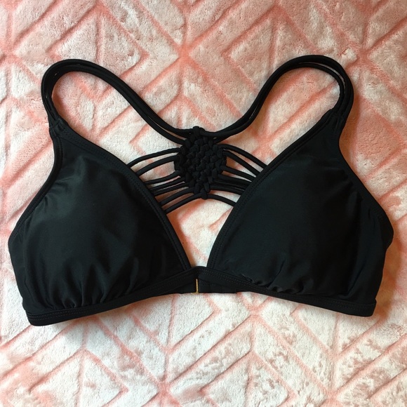 Xhilaration Other - Strappy Macrame Xhilaration Black Bikini Top sz L